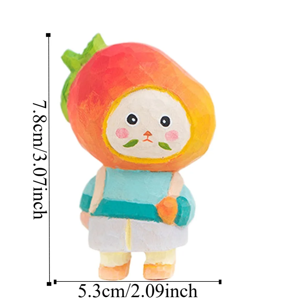 Solid Wood Wood Carving Fruit Ornament Simple Style Small Painted Cartoon Fruit Sculpture Cute Handmade