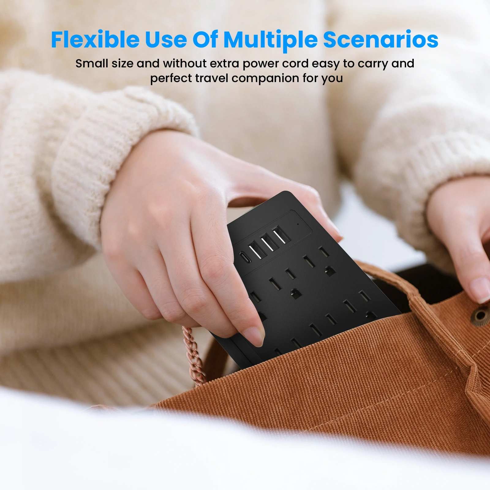 6 AC Power Strip, 3 USB Ports, 1 USB-C Fast Charging Port. The Power Strip Surge Protector Provides Overload Protection for Home - view 4