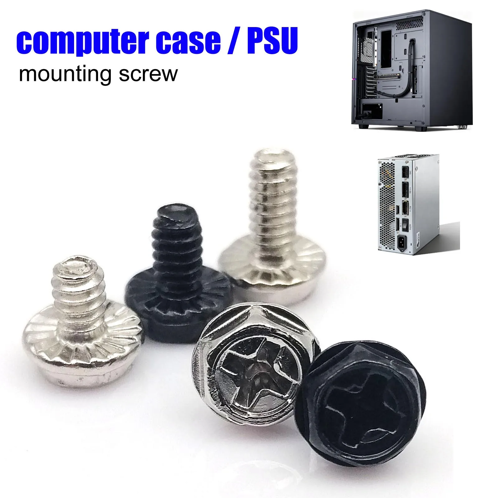 

50pcs Black Silver 6#-32x5/6/8mm PC Case Power Supply PSU Hard Drive Motherboard Phillips Head Mount Fix Screw DIY Computer B