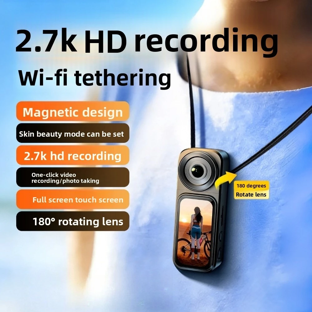 

2.7K 140° Wide Angle Thumb Camera, IPS Touchscreen, Magnetic WiFi Body Cam, 1080P HD for Motorcycle & Outdoor Sports