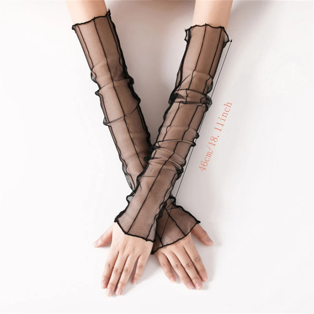 2pcs Arm Sleeves Woman Lace Hand Accessories Summer Thin Long-Sleeved Sun Protection Sleeves Gloves Driving Arm Warmers