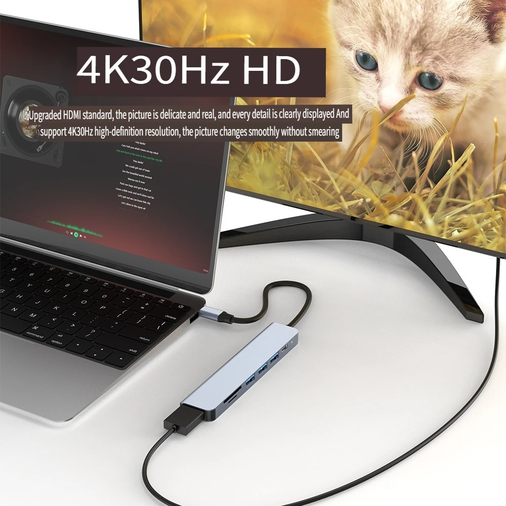 type-c 7-in-1 docking station with 4K*hdmi docking station computer notebook HUB extender multi-interface