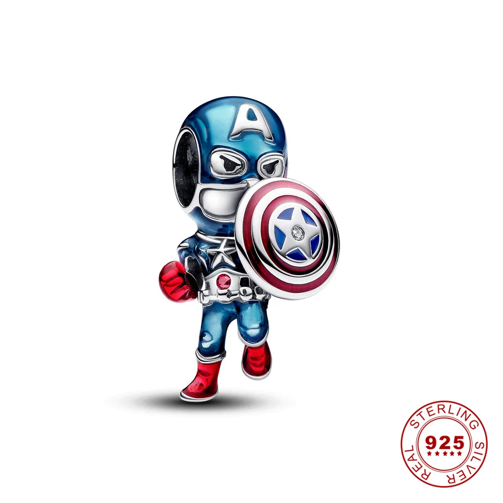 Disney-colgante de plata 925 para mujer, abalorio de Marvel, Lobezno, Capitán, se adapta a la pulsera Pandora Original, amuleto de la asistente de la muerte, joyería