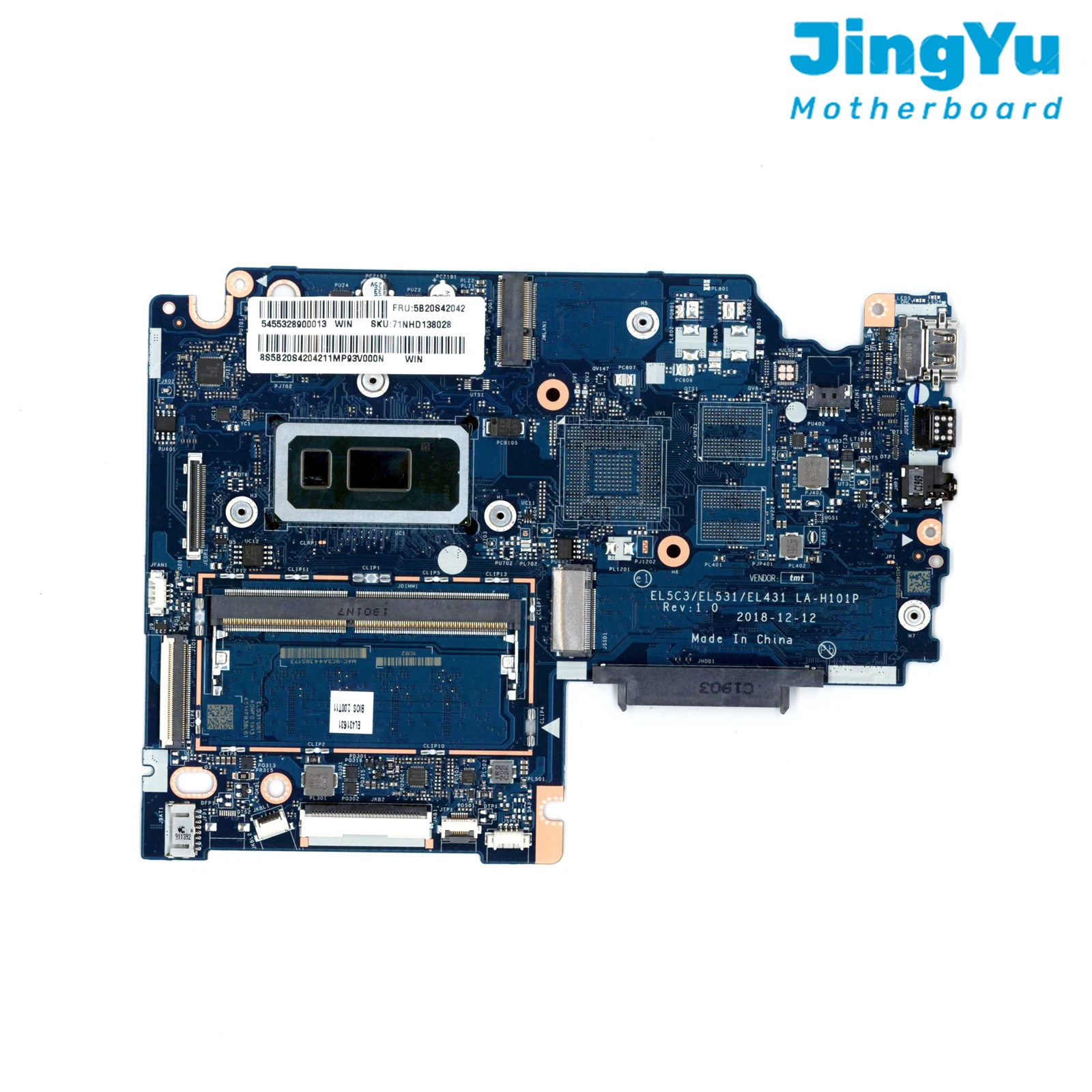 For Lenovo S340-15IWL  Motherboard EL5C3 EL531 EL431 LA-H101P mainboard With i3-8145U I5-8265U i7-8565U 4GB RAM FRU 5B20S42042