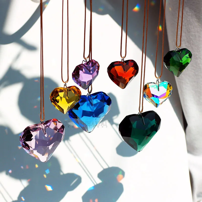 

30mm Crystal Suncatcher Heart Shape Prism ChandelieParts Beads Garland Crystal Sun Catcher DIY Hanging Decor Ornaments