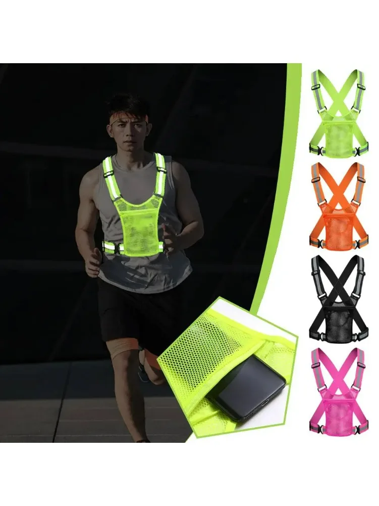 AliExpress NONE Reflective Safety Vests Lightweight Adjustable Elastic Vest Jacket Hi Vis Reflective Strips for Traffic Control Running Cycling
