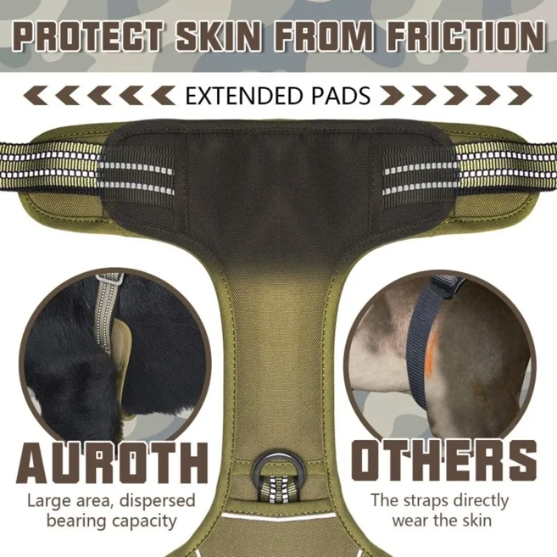 Tactical Dog Harness for Large Dogs No Pull Adjustable Pet Harness Reflective Working Training Easy Control