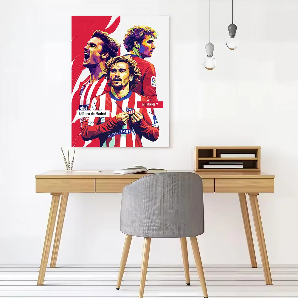 Antoine Griezmann Atlético De Madrid Printed Canvas Poster Custom Pictures Wall Art Canvas Painting for Living Room Decorations