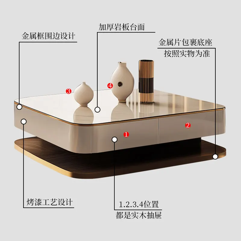 

Living room home modern simple rectangular tea table 2025 new tea table