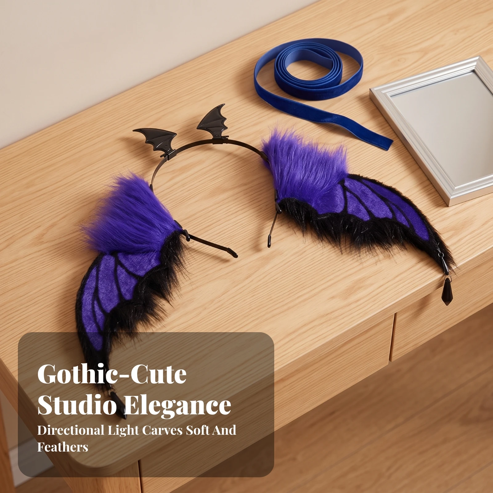Winged Headband Plush Nocturnal-Wing Headband Soft Eye-Catching for Cosplayers, Cosplay