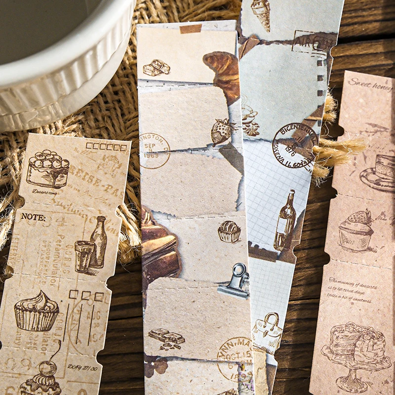 12pcs Retro Strip Label Material Paper Creative Handbook Collage DIY Junk Journal Scrapbook Material Aesthetic Craft Paper