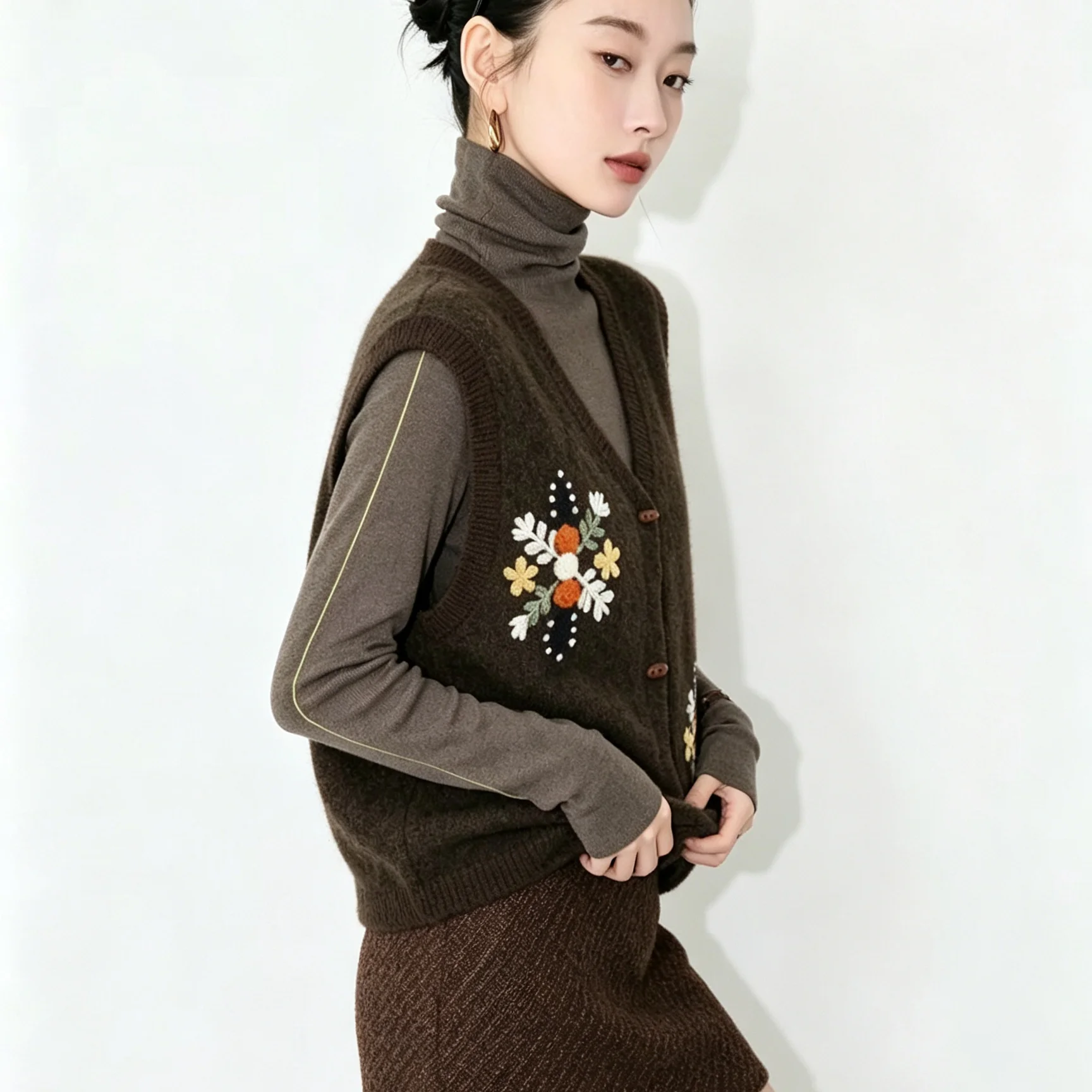 빈티지 V넥 우드 버튼 니트 베스트 여성용 초가을 민소 - Knitted Vest Women 리뷰 및 가격