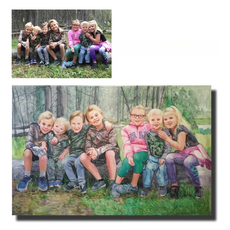 zd-Factory Price  Custom Gift Wall Art Decor Watercolor Handmade Artwork Portrait Painting From Photo Digital@