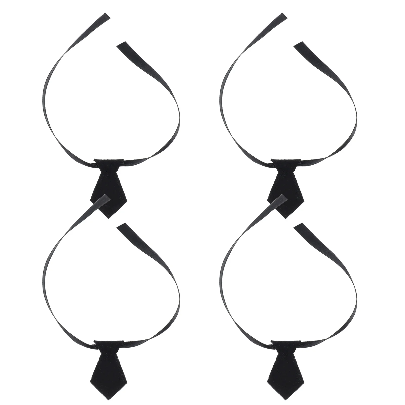 

4Pcs Small Neckties Black Elegant Design Soft Handwork Replaceable Accessories Warm Family Atmosphere Mini