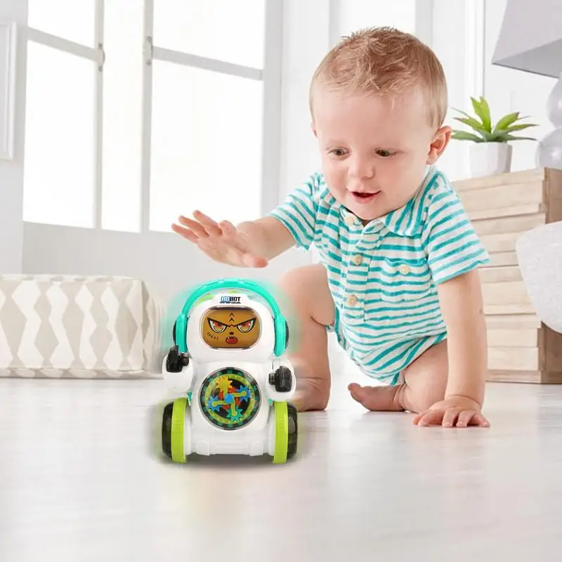 Robot Toys With Lights And Music Rotating Electric Robot Toy For Kid Cute Expressions Early Learning Educational Toy For