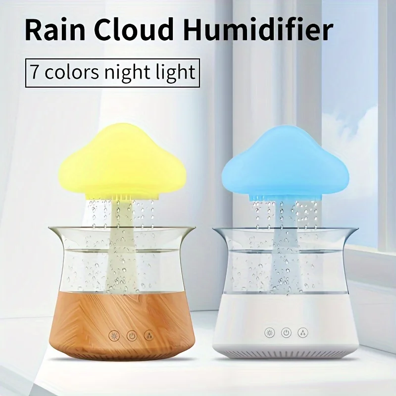 1pc, Rain Cloud H2o Spray Mist Rain Cloud Humidifier Aromatherapy Essential Oil Diffuser Portable 7 Colors Raining Cloud Night L