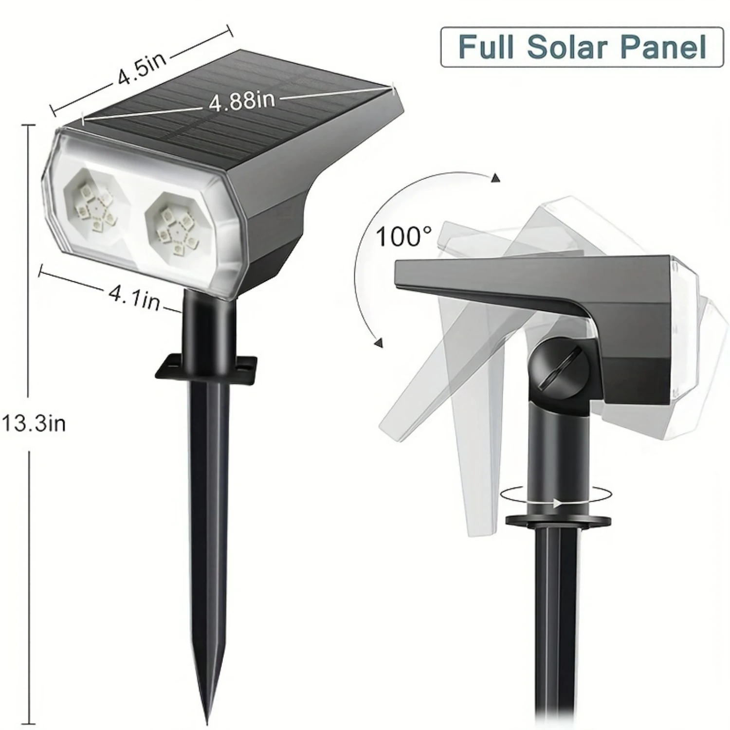 قطعتان من مصابيح الطاقة الشمسية اللامعة والمقاومة للماء للاستخدام في الهواء الطلق، من الغسق إلى الفجر مع 10 مصابيح LED، مثالية للتزيين الخارجي، P