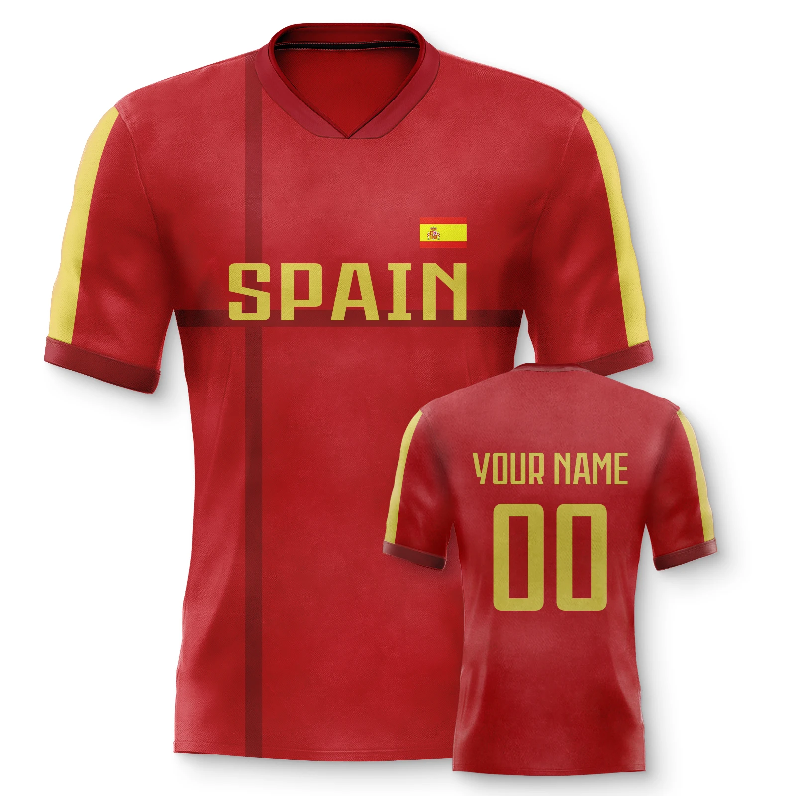 Custom Spain Soccer Jersey Personalized Name Number Football Team Shirt for Men Women Kids Summer Quick Dry Jerseys