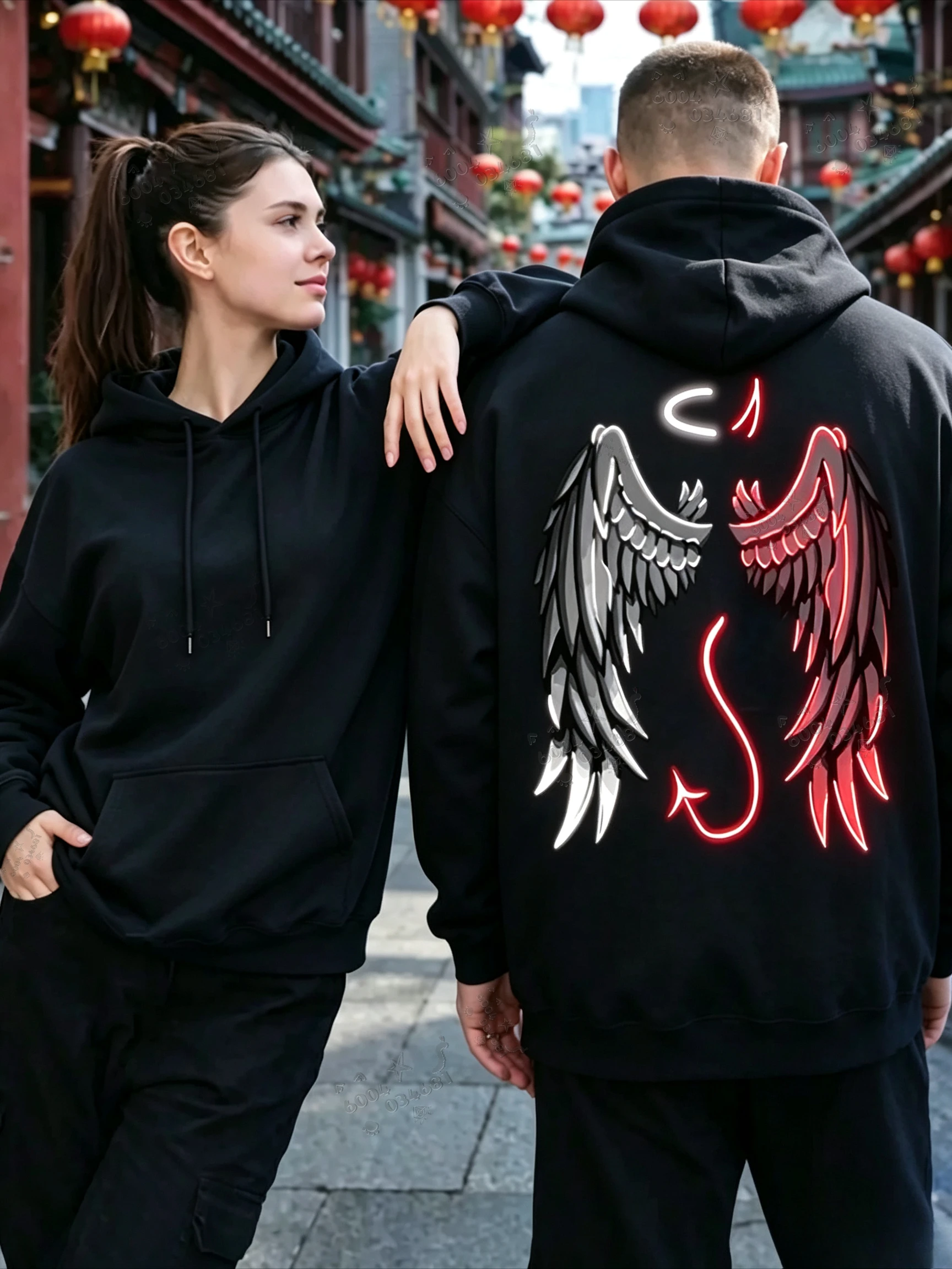 Best-selling fall/winter men's sport and casual hooded sweater.Classic devil angel design. Soft and comfortable pullover hoodie.