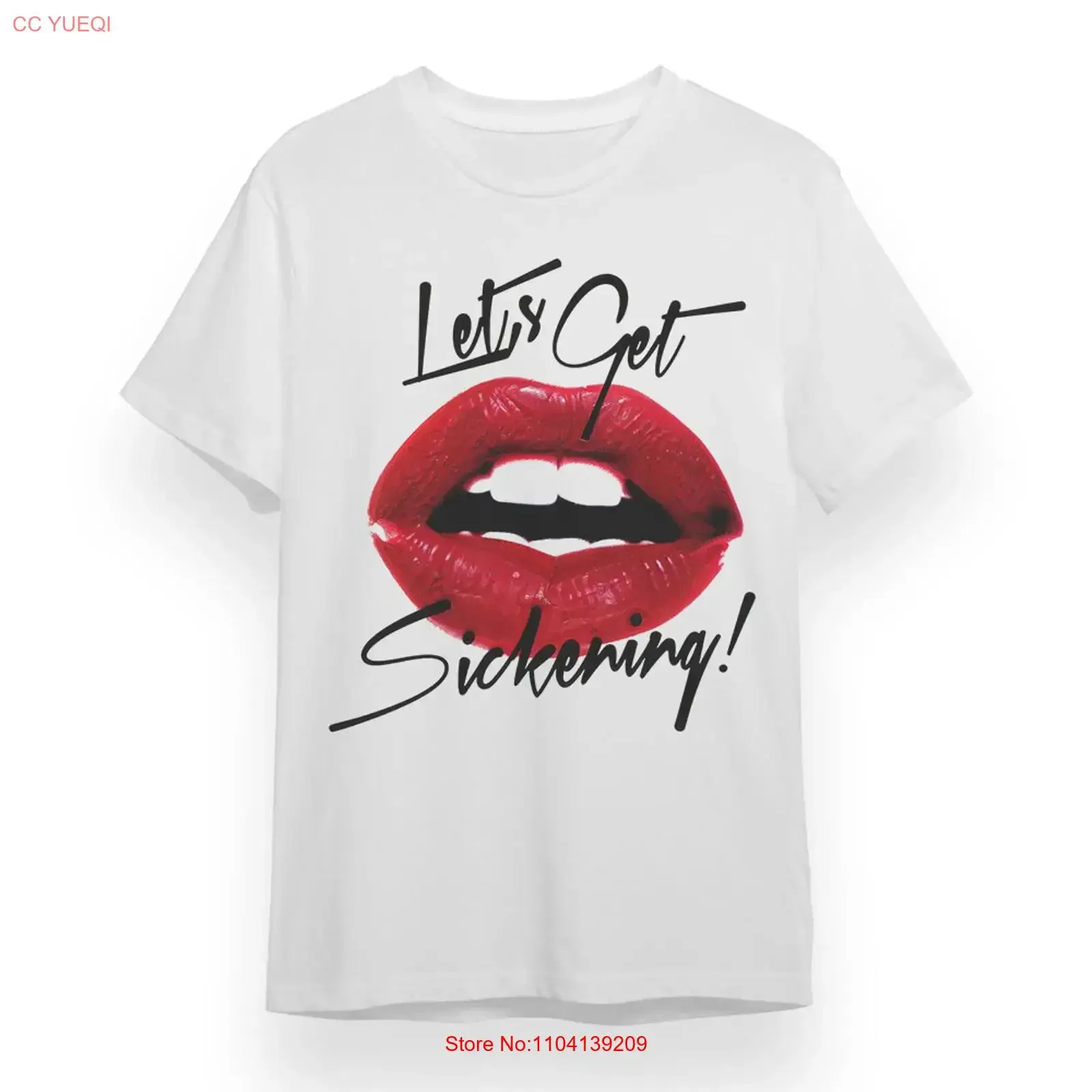Женская футболка с надписью Let's Get Sickening, белая, 100% хлопок, винтажная, с эффектом потертости, универсальная, удобная, в стиле стритвир, мягкая, модная, стильная.