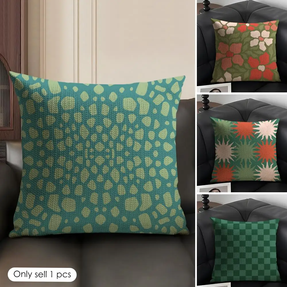 Bohemia Green Cushion Cover Linen Double-Sided Printing Throw Pillow Cover for Sofa Living Room Home Decor Gift