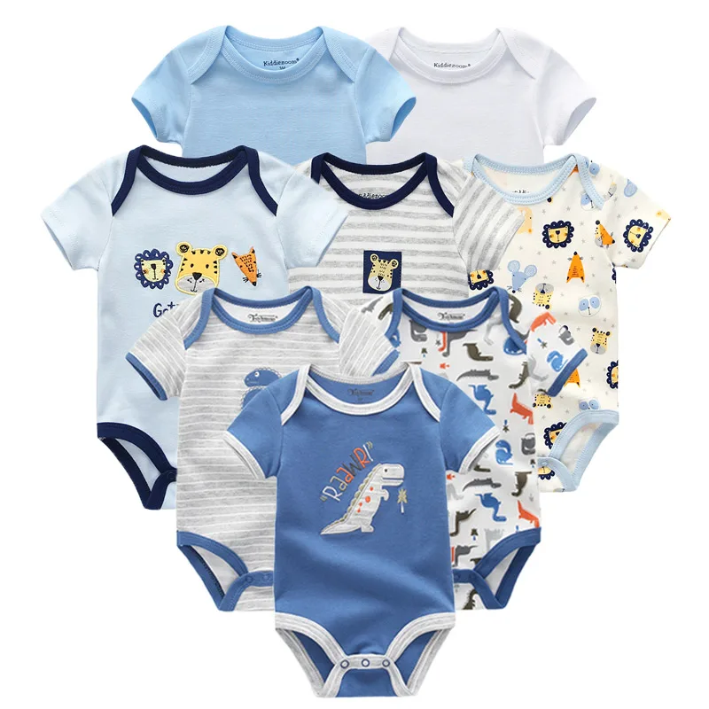 Kiddiezoom 8Pcs/Lot Baby Bodysuits Fashion Cartoon Newborn Boy Girl Onesies Infant Clothing Sets