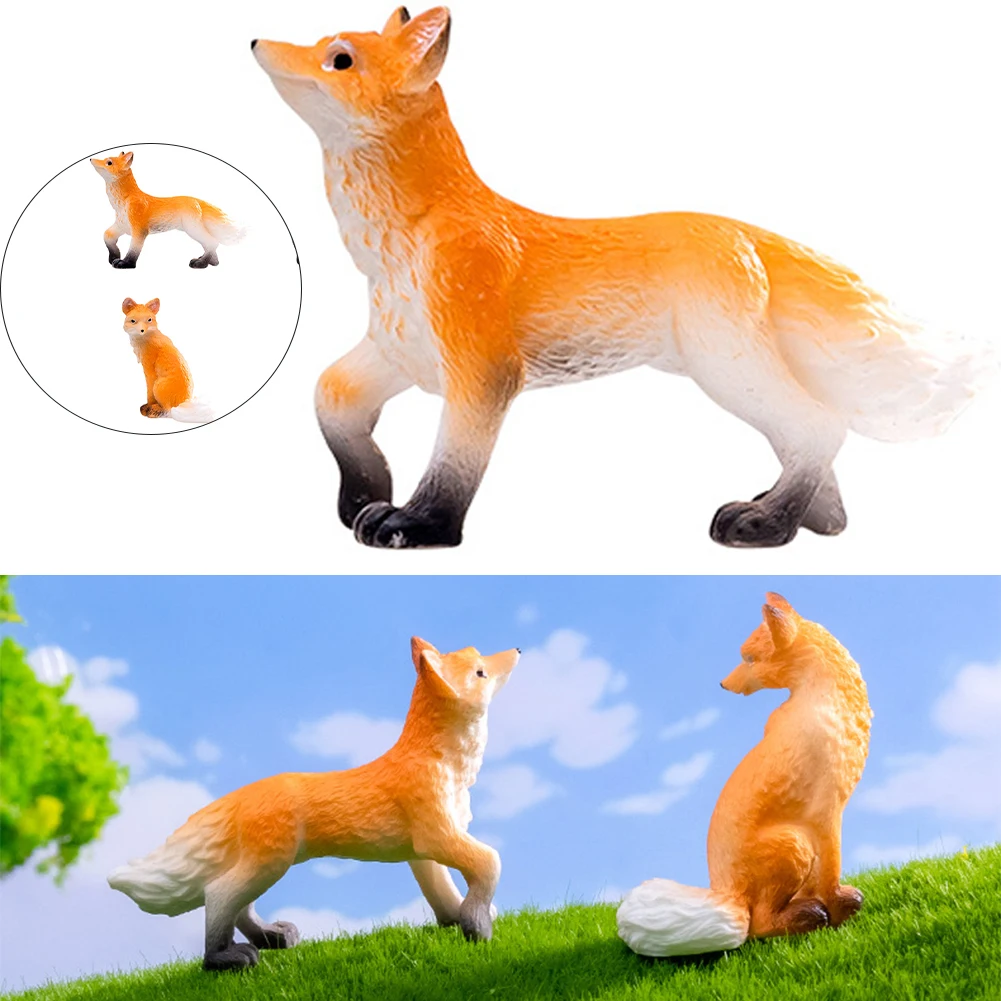 

Fox Figurine Garden Figure Cartoon Statue Car Decoration Resin Ornament Gift Outdoor Park Balcony Sculpture Crafts