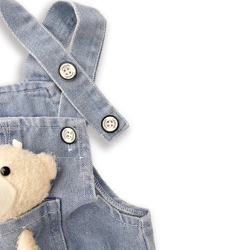 Toddler Boys Girls Dungarees with Doll Overalls for Kids Casual Pants Oversize Loose Jumpsuit Denim Overalls Baby Clothes