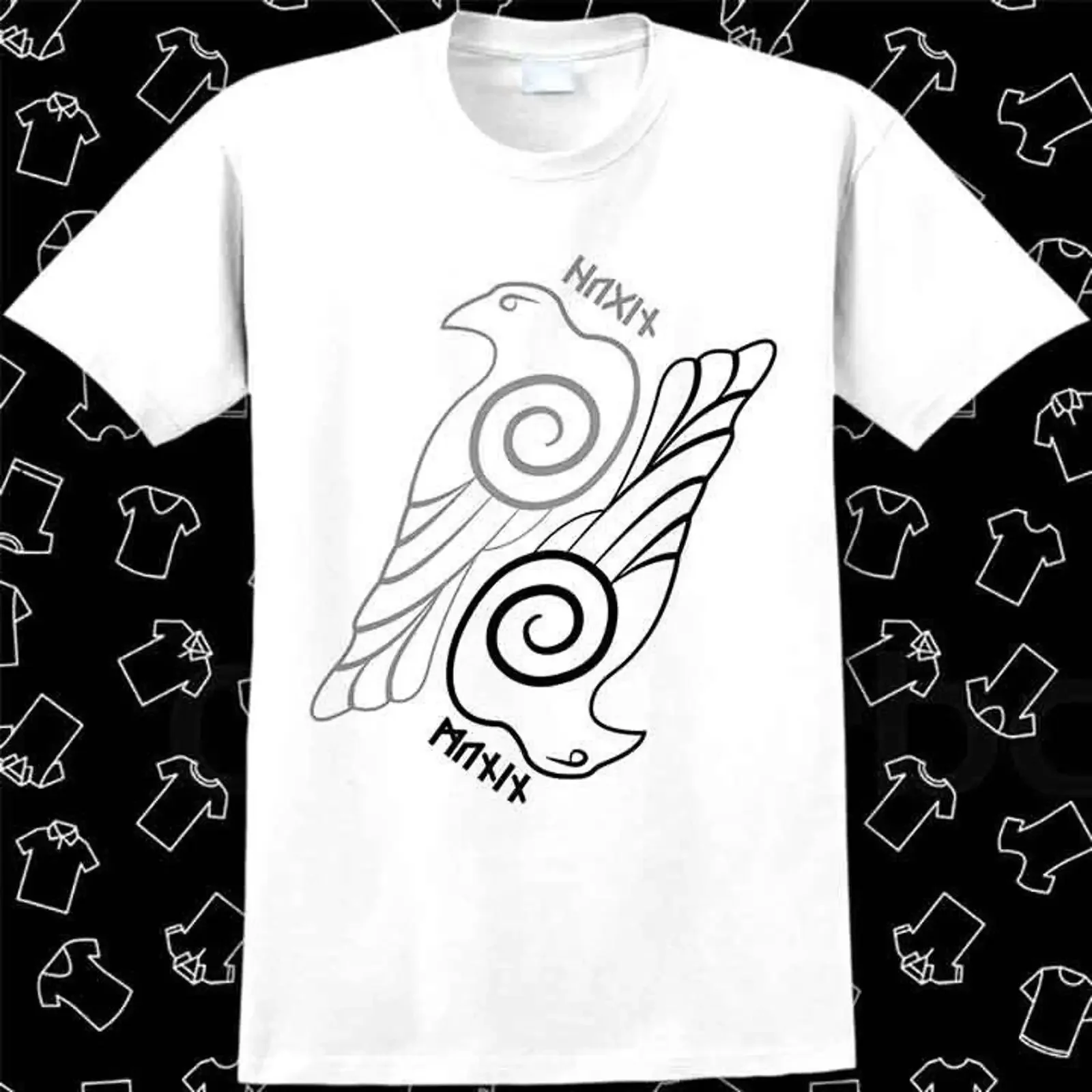 Hugin And Munin Ravens Shadow Viking God Mythology T Shirt 1071 vintage Washed graphic Versatile Breathable Comfortable
