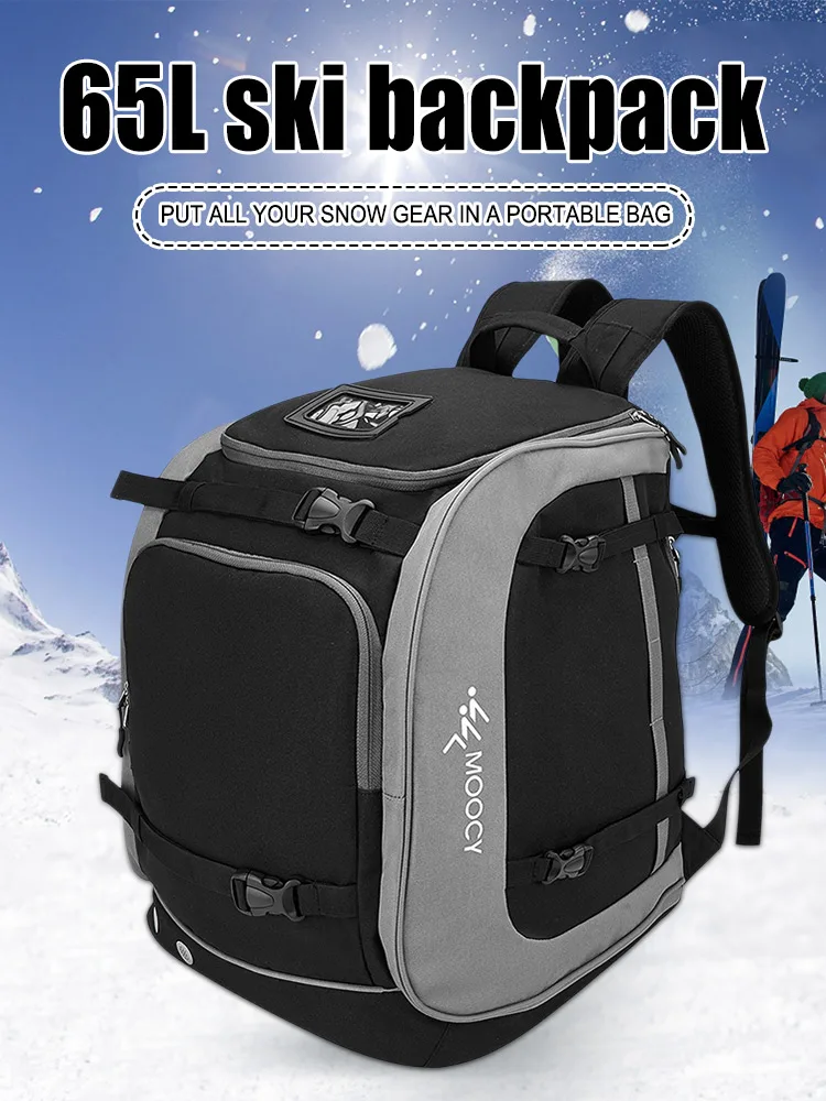 Zaino per scarponi da sci da 65 litri Zaino per abbigliamento per casco in tessuto Oxford di grande capacità Stivali Borsa per riporre abbigliamento per escursionismo e arrampicata