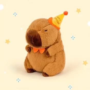 Capybara 박제 동물, 햄버거 Capybara 봉제 장난감, 생일 모자 봉제 장난감, 귀여운 Capybara, 어린이 최고의 명절 선물 