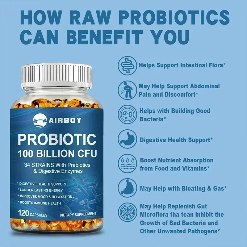 

Probiotics 100 Billion CFU - with Prebiotics, Digestive Enzymes, Balance Intestinal Flora, for Gut Health, Relieves BloatingSupp
