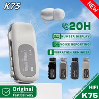 New K75 Lavalier Business Bluetooth 5.4 Earphone With Mic Talk/Music Time 20 Hours LCD Display Noise Canceling Wireless Headset