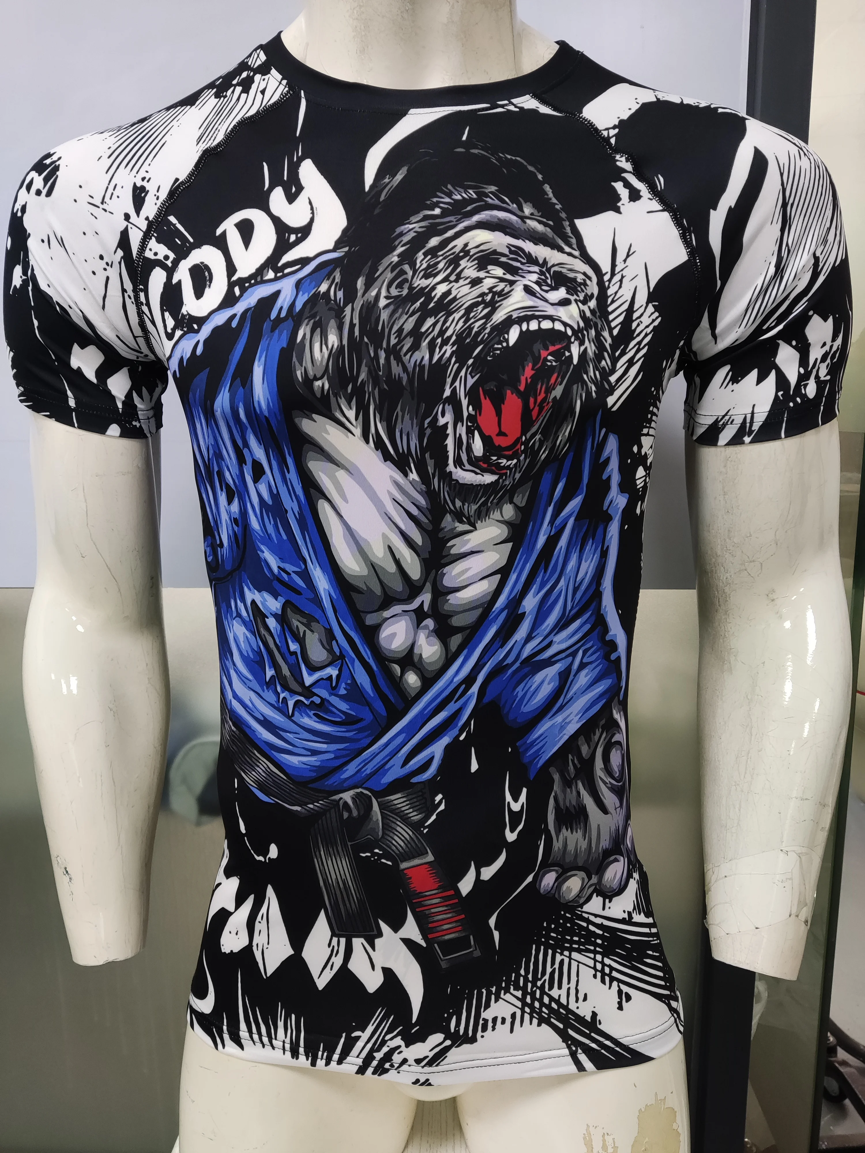 CODY LUNDIN Gorilla Panda 3D Printed Men Compression Training T Shirts Punk Style MMA Jiu Jitsu Rashguard Men Gym Fitness Tee