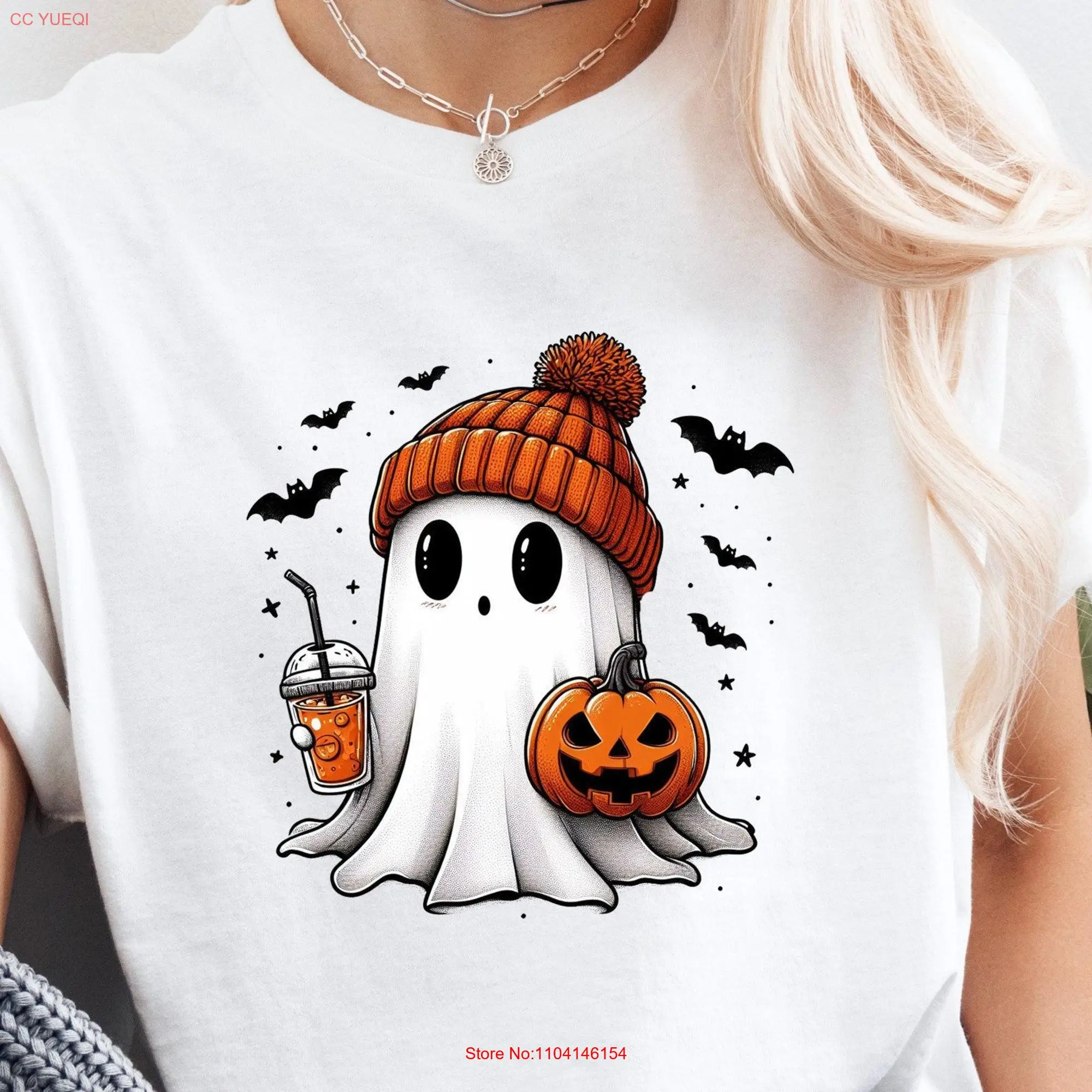 Boy Ghostie Halloween T Shirt Cute Spooky Season long or short sleeves