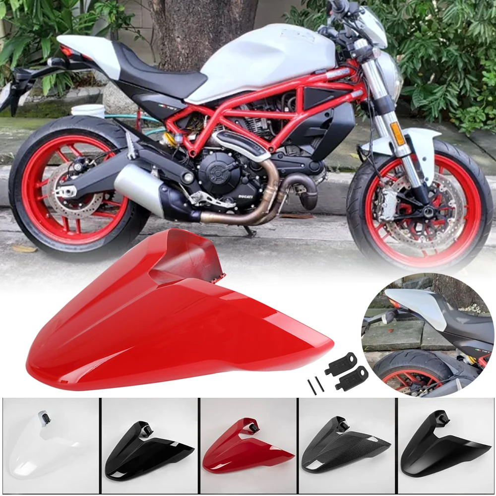 

Motorcycle Rear Passenger Pillion Solo Seat Cover Cowl For Ducati Monster 797 821 2014-2022 1200 Tail Section Fairing Red Carbon