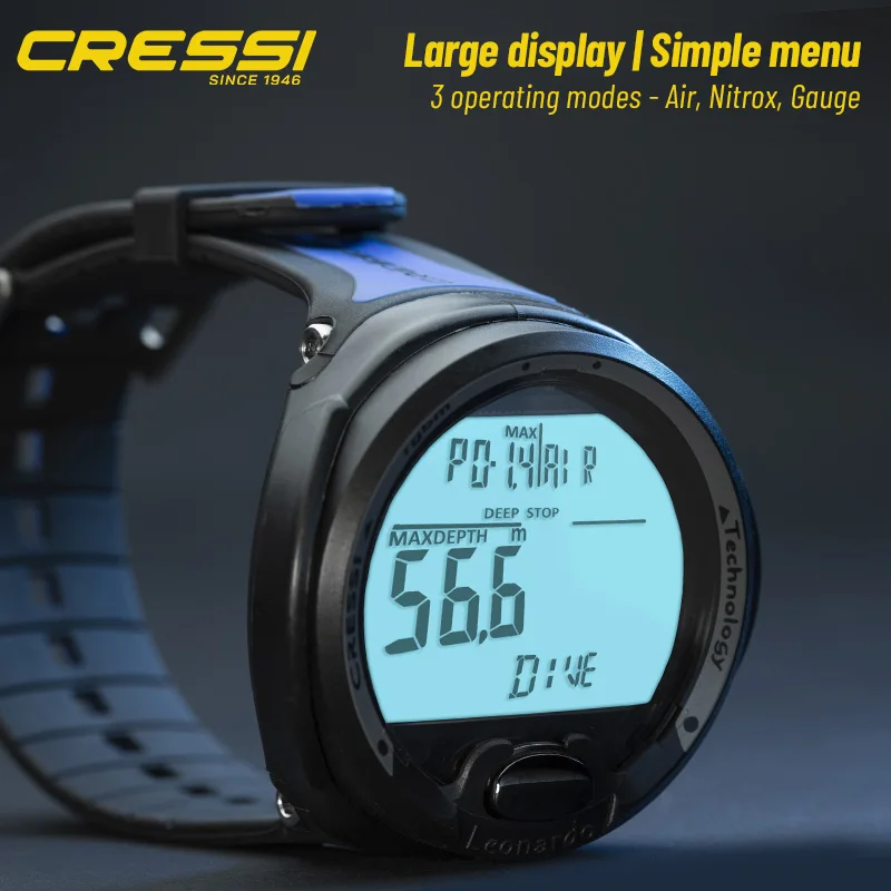 Cressi Diving Computer Watch Underwater Professional Scuba Equipment Single Button Leonardo