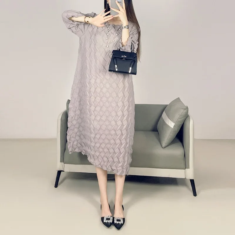 Sukienki plisowane Miyake, plisowane, jednokolorowe, wiosna 2026, nowe, codzienne, proste, luźne, proste spódnice, wygodne, nowe spódnice z plisami.