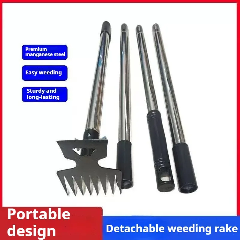 

Adjustable Detachable Garden Rake Multi-functional Weeding Soil Loosening Hoe Rake Yard Garden Maintenance Lawn Care Tool