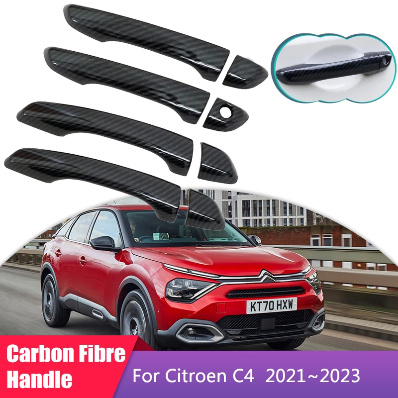 

Крышка дверной ручки из углеродного волокна для Citroen C4 MK3 C41 2021 2022 2023, автомобильные аксессуары, украшение для гаджета, защитные наклейки, отделка
