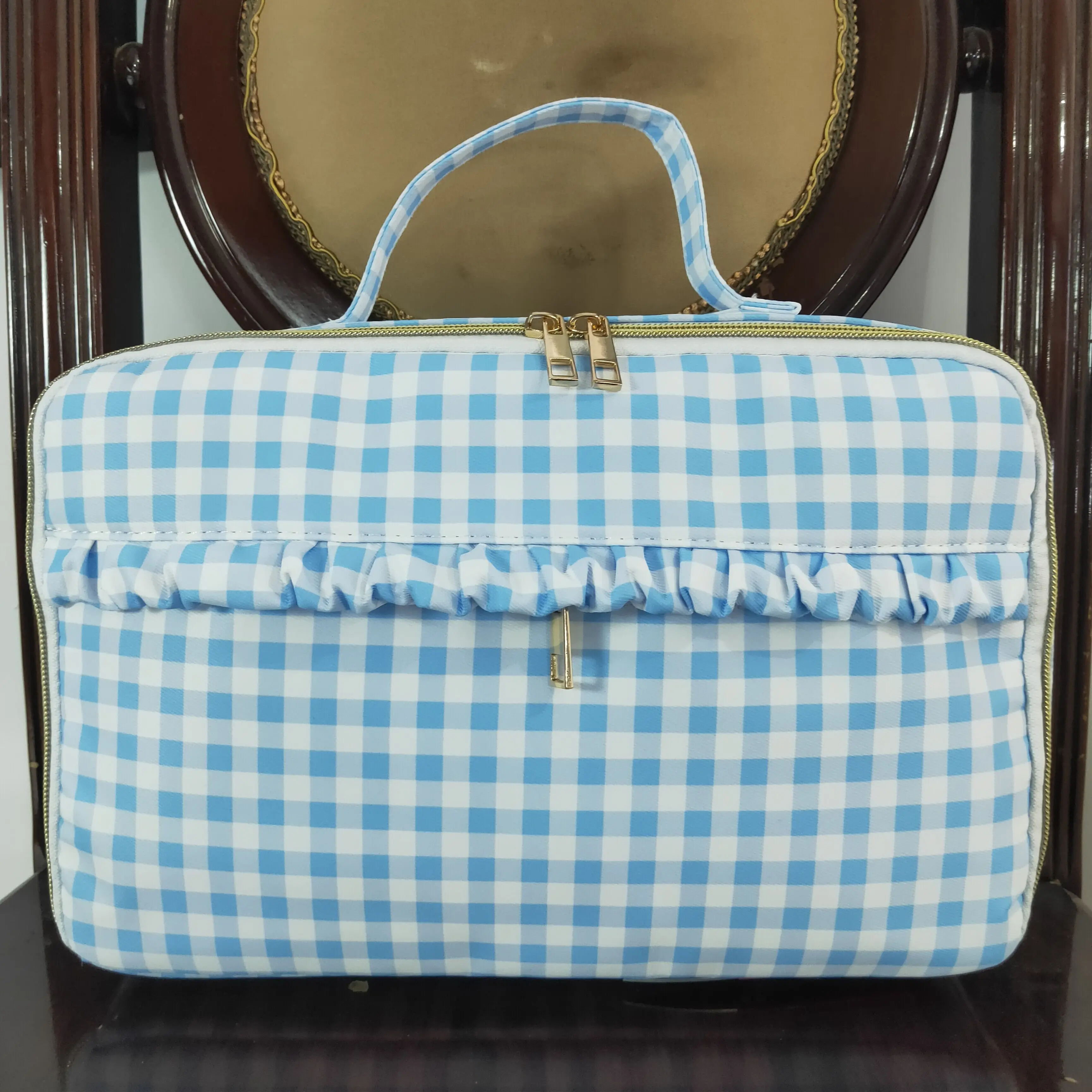 Wholesale Baby Boy Girl Lunch Box Travel Daypack Todder Outdoor Portable Kids Blue Plaid Children Back To School Bag