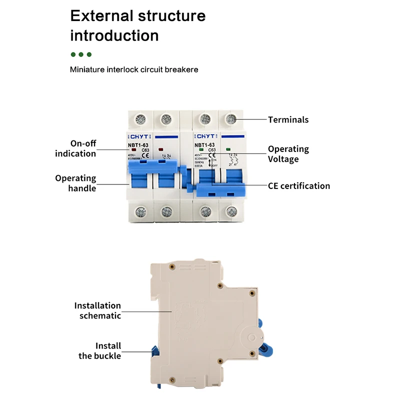 XIONGISOLAR 2P+2P 63A-400V MTS AC Dual power Manual transfer switch Circuit breaker MCB 50HZ/60HZ