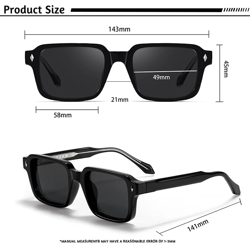 CATERSIDE Vintage Herren Quadratische Sonnenbrille Marke Design Tempel Tipps Sonnenbrille Damen Outdoor Reise Party Brillen UV400 – Detail 4