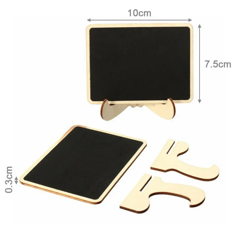 10pcs Mini Wooden Message Board Small Chalkboard With Bracket Writing Board Label Display Sign Message Table Stand