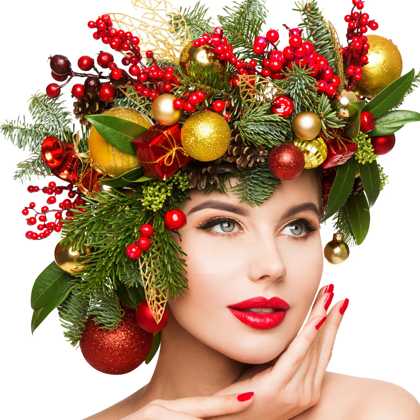 

8Pcs Small Red Berry Artificial Decoration Christmas Simulation Plant Stems for Wreath Garland Photo Scene Stage Decor Xmas