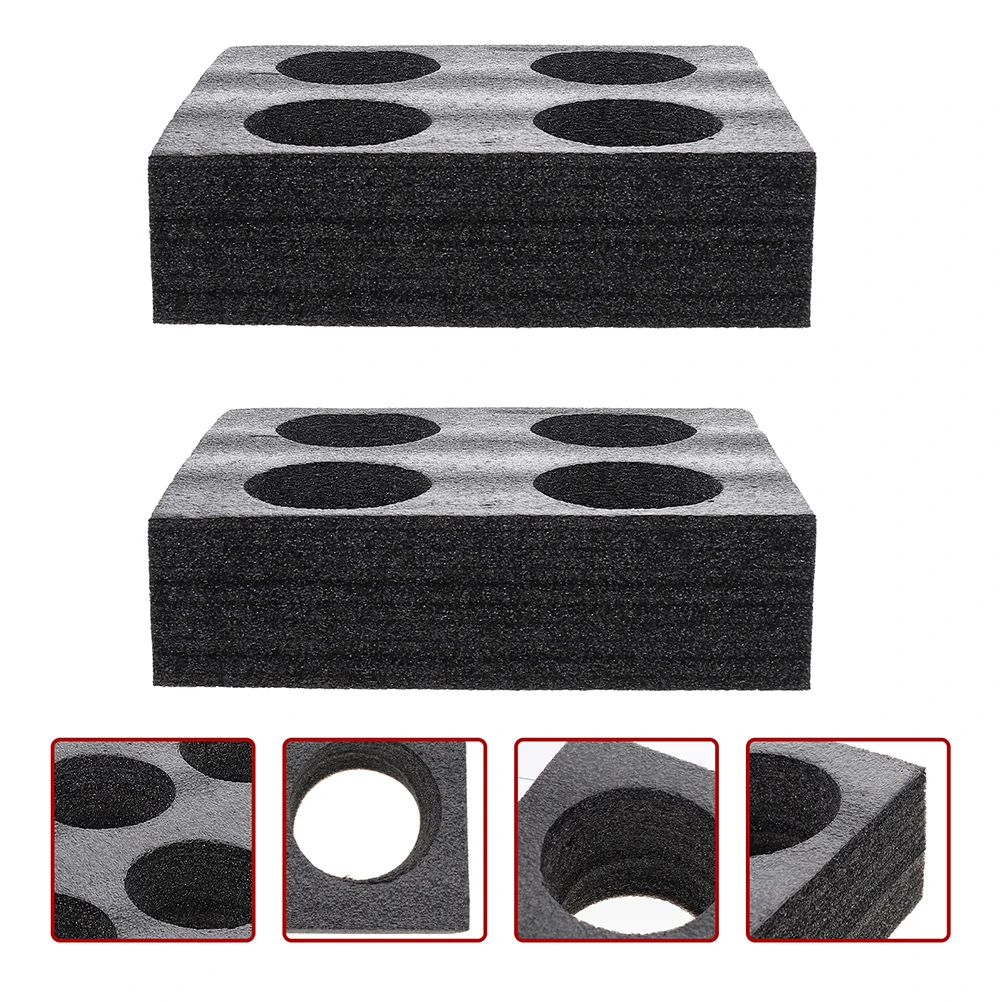 

2 Pcs Black 4 Coffee Milk Tea Tray Foam Cup Carrier Holder Multiple Holes Design Takeout Beverages Kitchen Bar Supplies