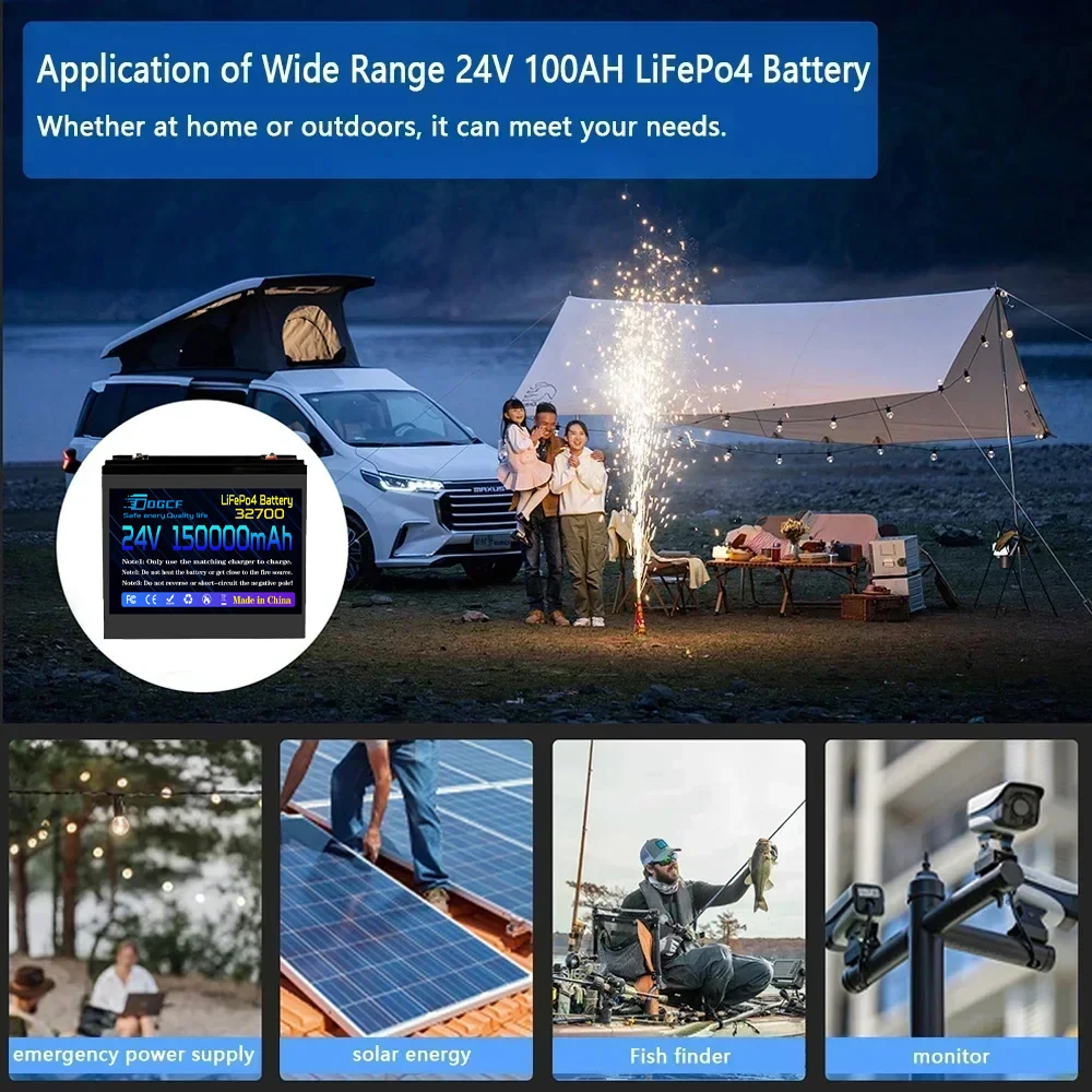 

32700 24V 120Ah LiFePO4 Battery Built-in 120AH BMS Rechargeable,Solar Marine Overland Off-Grid Battery+Electric quantity displa