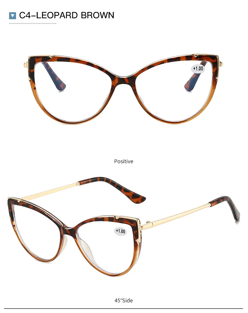 2026 Neue Damen-Lesebrille Hochwertige Blaulichtfilter-Lesebrille Farbblockierende Katzenaugen-Mode Vielseitige Lesebrille – Detail 13