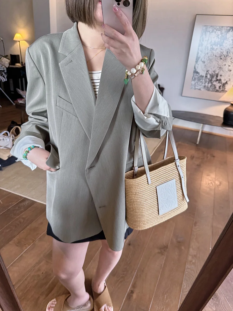 

Женский удлиненный жакет-кардиган Mae больших размеров с отложным воротником, повседневный, из полиэстера, вискозы и спандекса