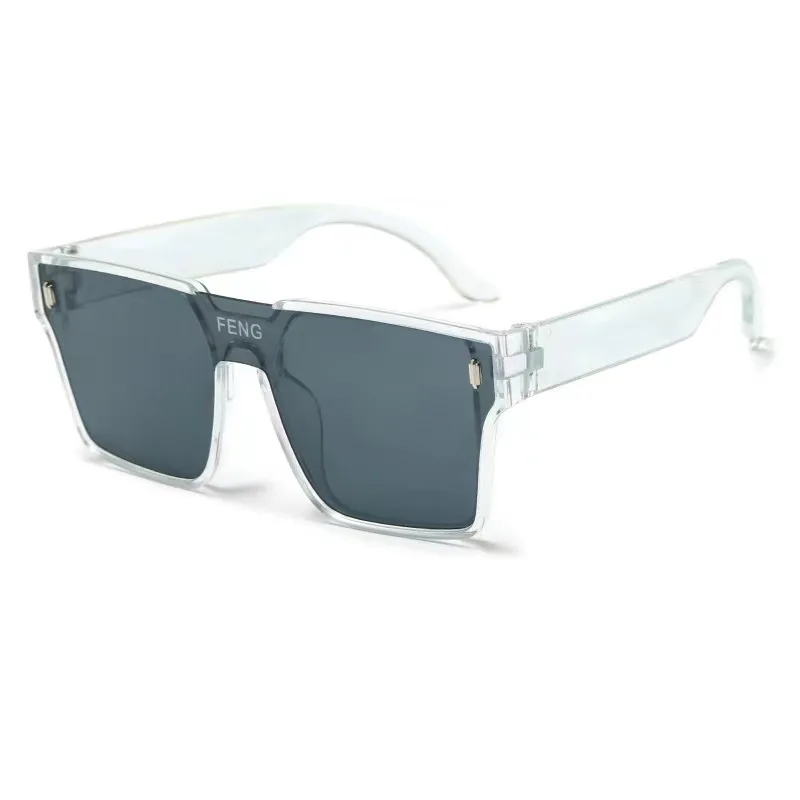 Fashion large frame square conjoined glasses for men and women trendy cool street photography sunglasses trendy conjoined online